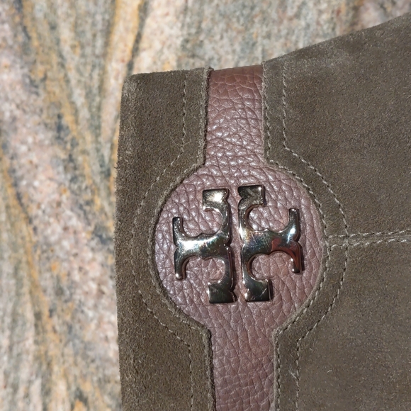 Tory Burch Green Suede Wood Heel Ankle Boots Size 8 1/2 - Picture 3 of 8